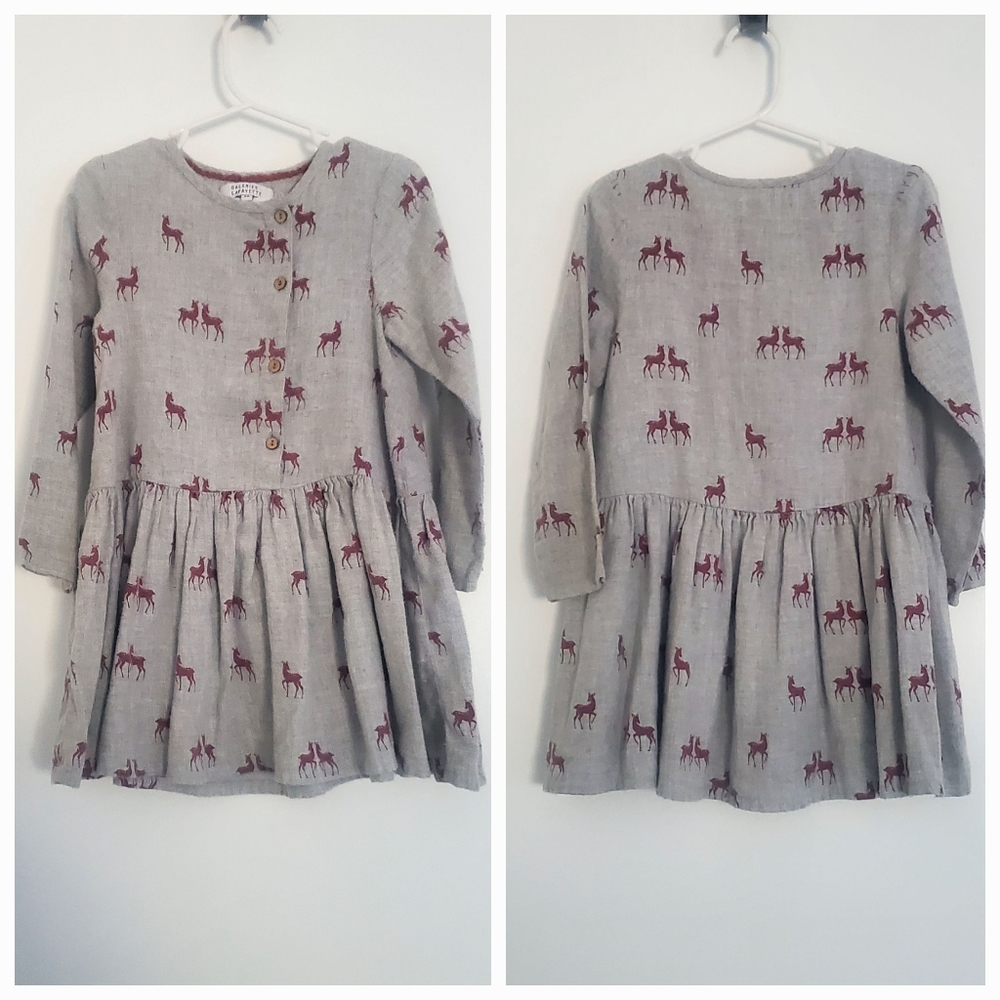 GALERIES LAFAYETTE 100% cotton grey burgundi flowy cotton dress size 5